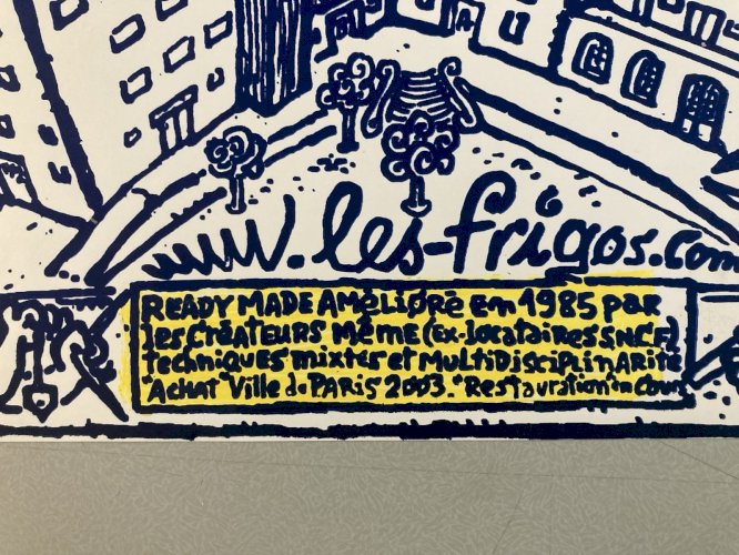 Sérigraphie Rehausse Signé À La Main Frigo PAELLA CHIMICOS - Michel PALACIOS Art