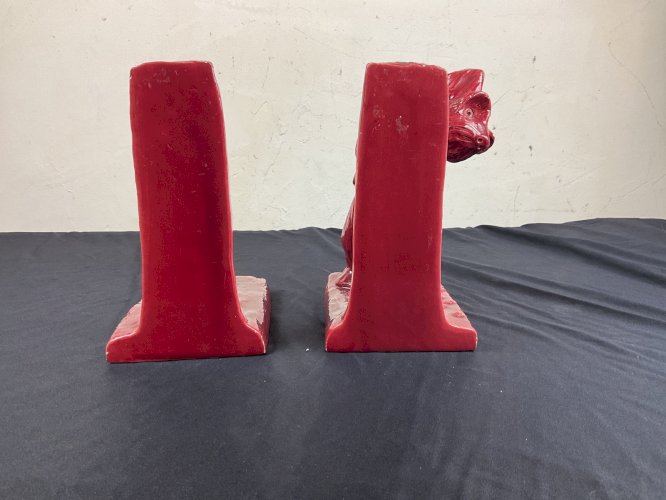 serre livres en Céramique ART DÉCO animalier chien qui joue avec un escargot