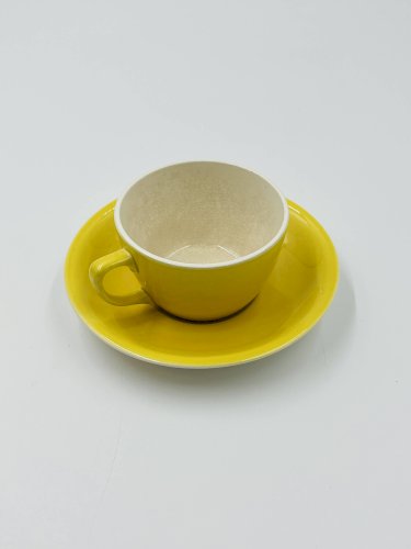Service 10 tasses jaune Boch Belgique vintage