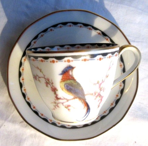 Service à café 10 tasses + soucoupes Oiseaux exotiques Théodore Haviland Limoges