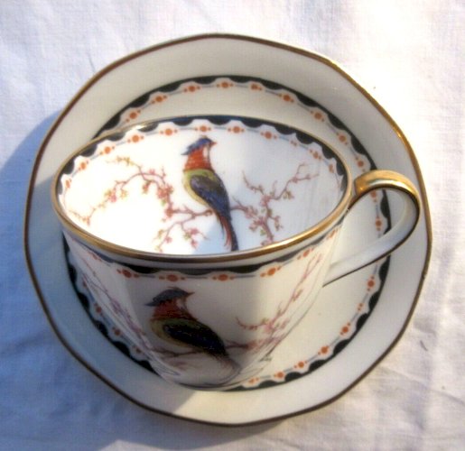 Service à café 10 tasses + soucoupes Oiseaux exotiques Théodore Haviland Limoges