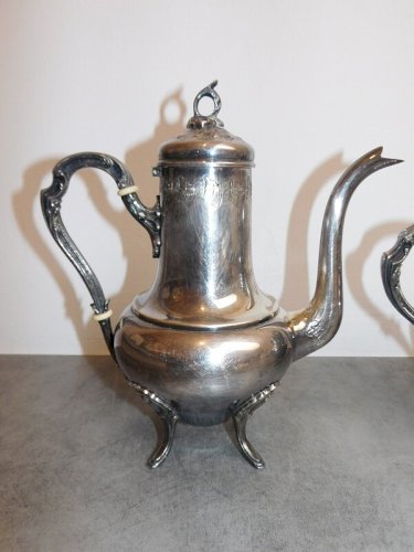 SERVICE A CAFE 4 PIECES EN METAL ARGENTE