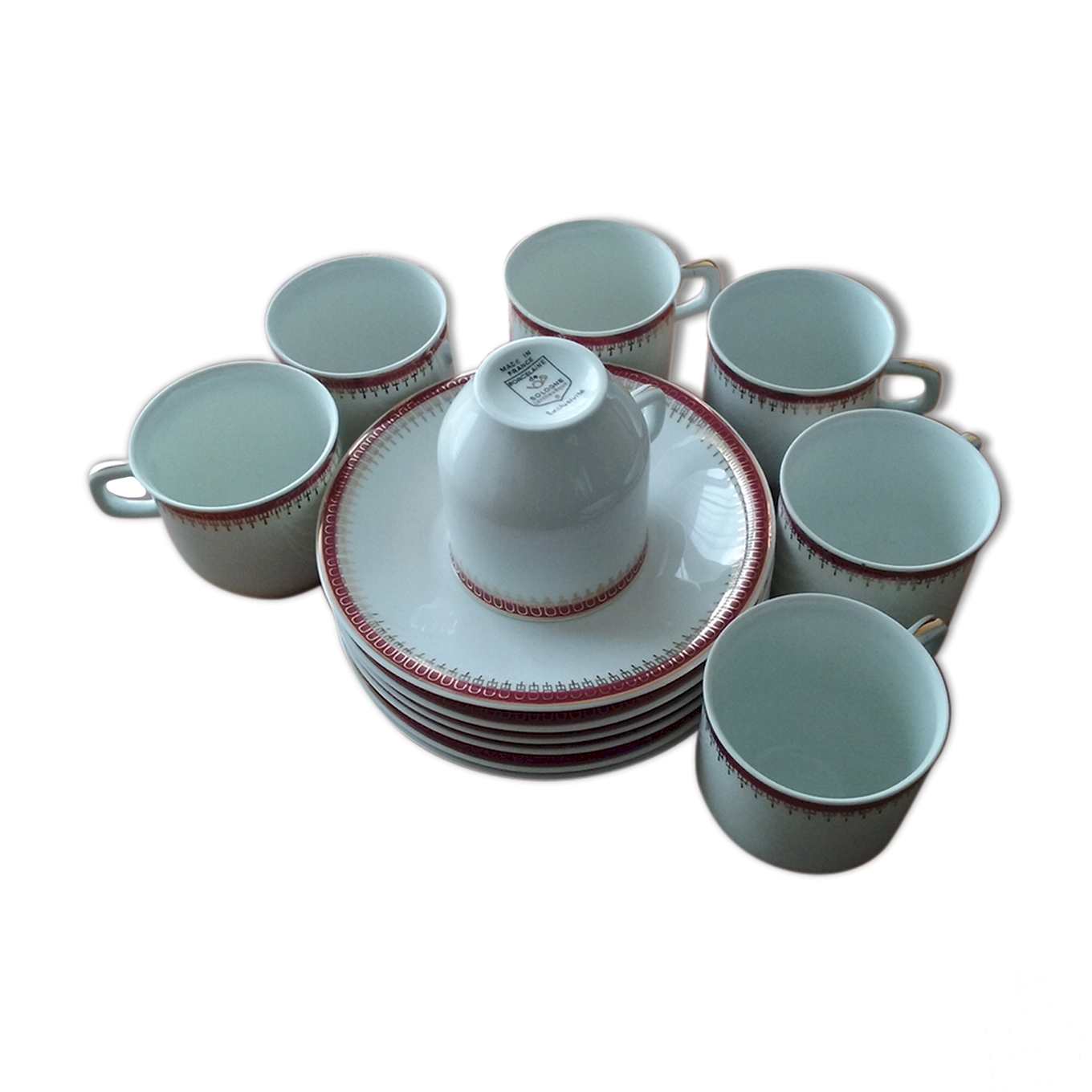 Service à Café/thé Vintage En Verre Jaune – Tasses Et Soucoupes 1920-1949