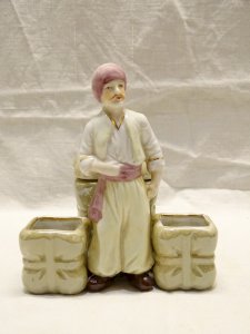 -SERVICE A CONDIMENTS STYLE ORIENTAL SALIERE POIVRIERE MOUTARDIER PORCELAINE   D