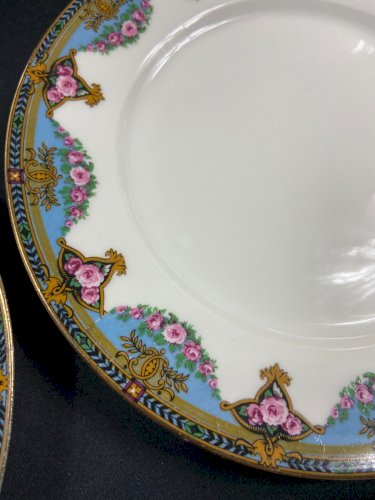Service à dessert plat à gâteau 12 assiettes porcelaine style Marie-Antoinette