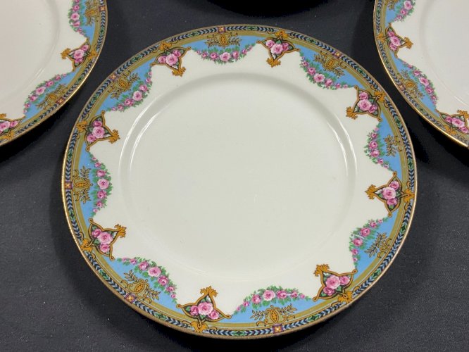 Service à dessert plat à gâteau 12 assiettes porcelaine style Marie-Antoinette