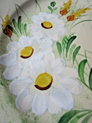 Service à gâteau Longchamp, modèle Printemps: 1 plat et 6 assiettes fleuris