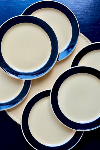 Service à gâteau vintage Villeroy & Boch jaune et noir – 10 assiettes desse
