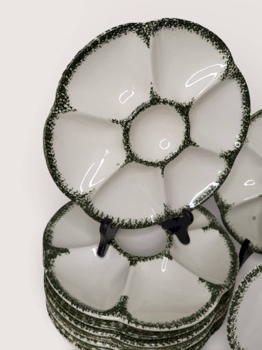 Service à huîtres en faïence de Gien, 1960