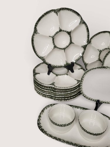 Service à huîtres en faïence de Gien, 1960