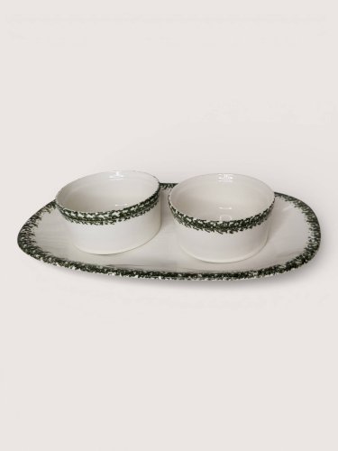 Service à huîtres en faïence de Gien, 1960