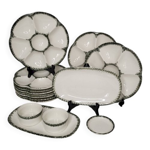 Service à huîtres en faïence de Gien, 1960