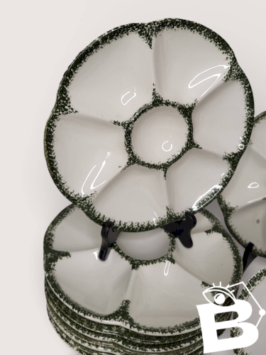 Service à huîtres en faïence de Gien, 1960