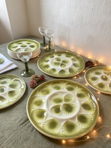 Service à huîtres Moulin des Loups, Orchies – 8 assiettes et 2 plats, années 1970
