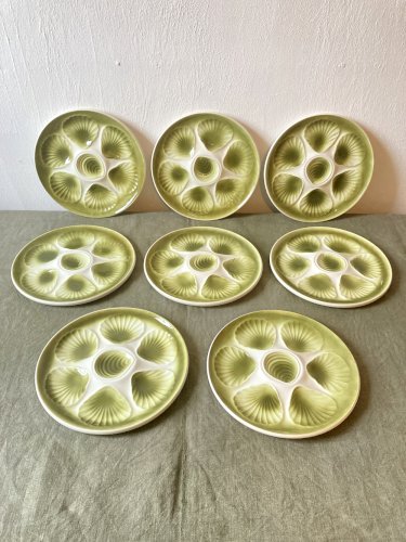 Service à huîtres Moulin des Loups, Orchies – 8 assiettes et 2 plats, années 1970