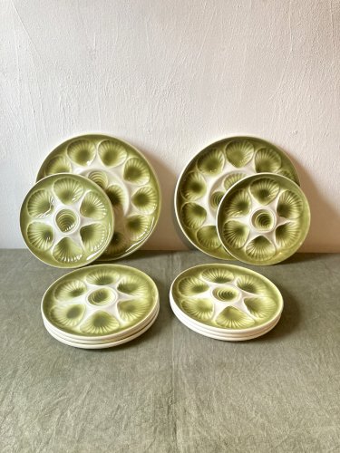Service à huîtres Moulin des Loups, Orchies – 8 assiettes et 2 plats, années 1970