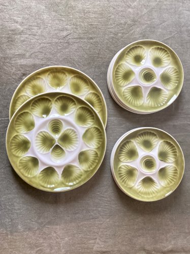Service à huîtres Moulin des Loups, Orchies – 8 assiettes et 2 plats, années 1970
