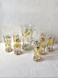 Lemonade service, lemon and golden foliage décor, France, 1960s-1970s