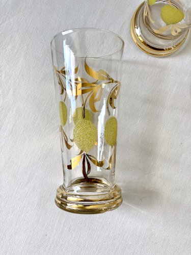 Service à limonade, décor citrons et feuillage doré, France, années 1960-1970