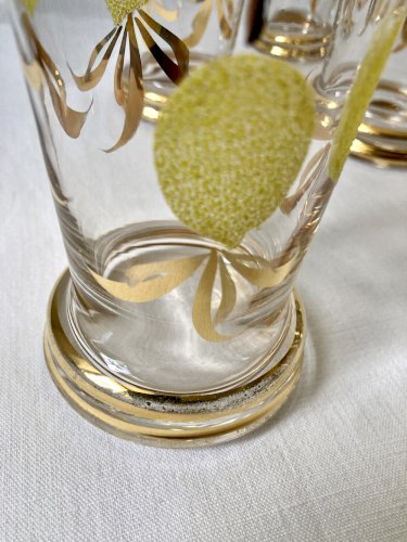 Service à limonade, décor citrons et feuillage doré, France, années 1960-1970