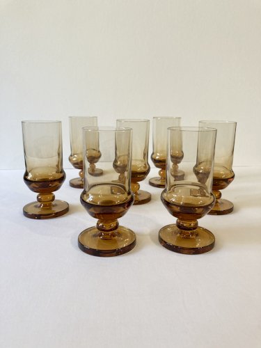 Service à liqueur art déco en verre ambré