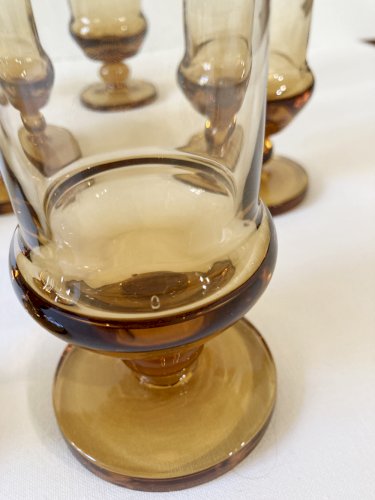 Service à liqueur art déco en verre ambré