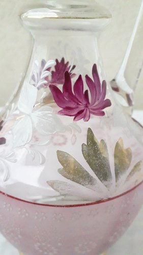 Service à liqueur en verre émaillé