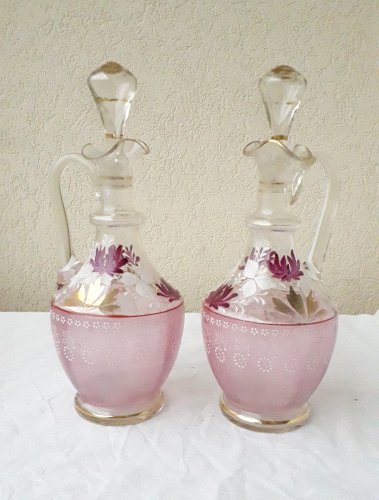 Service à liqueur en verre émaillé