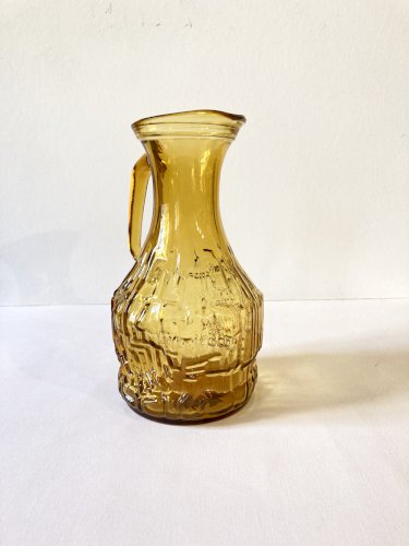 Service à orangeade en verre ambré texturé
