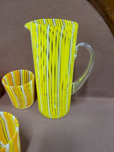 SERVICE A ORANGEADE EN VERRE ORANGE ET JAUNE
