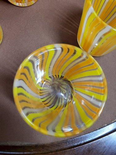 SERVICE A ORANGEADE EN VERRE ORANGE ET JAUNE