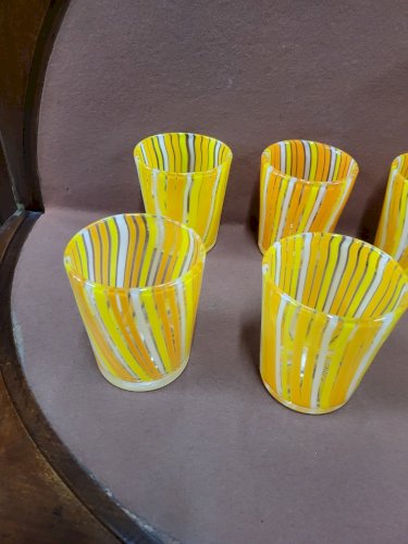 SERVICE A ORANGEADE EN VERRE ORANGE ET JAUNE
