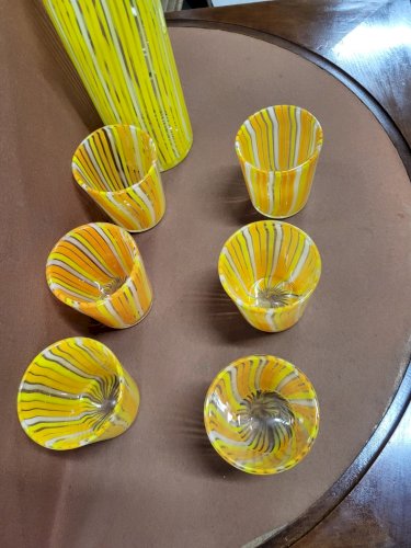 SERVICE A ORANGEADE EN VERRE ORANGE ET JAUNE