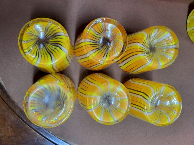 SERVICE A ORANGEADE EN VERRE ORANGE ET JAUNE