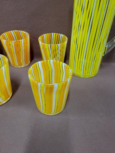 SERVICE A ORANGEADE EN VERRE ORANGE ET JAUNE