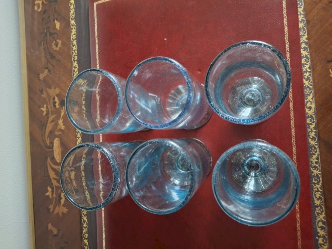 Service à orangeade en verre soufflé bullé type Biot