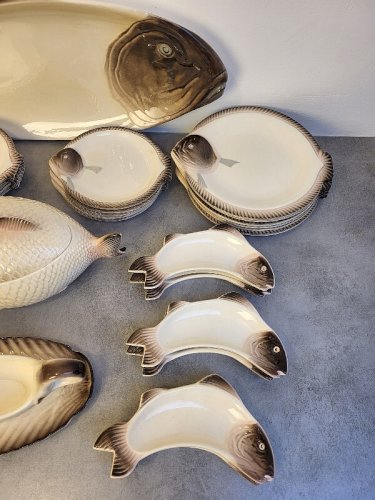 SERVICE A POISSON 37 PIECES LONGWY COPENHAGUE