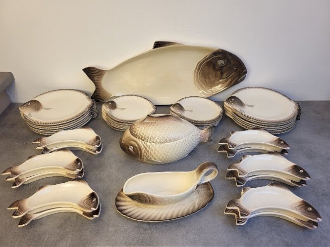 SERVICE A POISSON 37 PIECES LONGWY COPENHAGUE