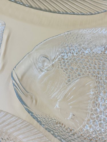 Service à poisson Arcoroc en verre – 1 plat et 6 assiettes