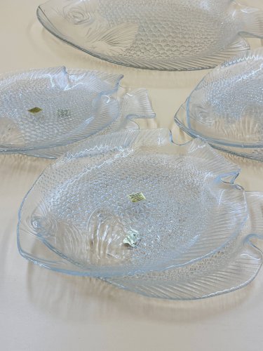 Service à poisson Arcoroc en verre – 1 plat et 6 assiettes