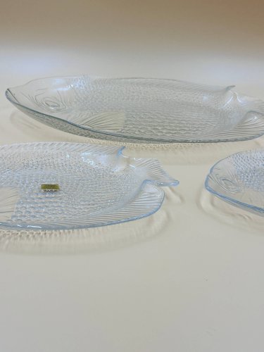 Service à poisson Arcoroc en verre – 1 plat et 6 assiettes