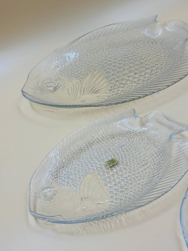 Service à poisson Arcoroc en verre – 1 plat et 6 assiettes