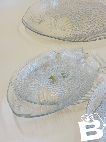 Service à poisson Arcoroc en verre – 1 plat et 6 assiettes