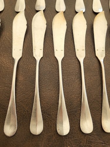 SERVICE A POISSON MENAGERE EN METAL ARGENTE ARGENTAL