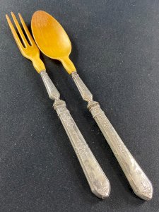 Service à salade manches en argent XIXe Restauration