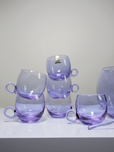 Service à sangria/punch vintage années 70 cristal Alexandrite "Bleikristall"