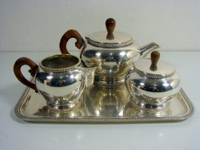 4 pcs. Silver Plated Tea Service Art Deco Giuliano Bossi from Uberti Milano