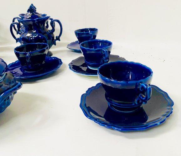 Service a thé café Art Déco en faïence polychrome XX siècle