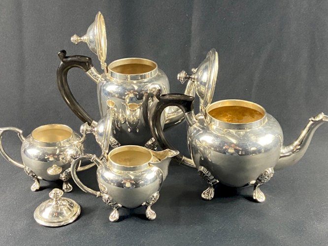 Service à thé café métal argenté Cafetière théière pot lait sucrier Restauration