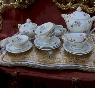 Vintage tea coffee set Limoges France – 6 people – L'Art de la Table Marseille – Floral porcelain – 15 pieces